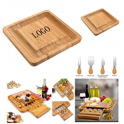 Pull-out Bamboo Cheese Board Set